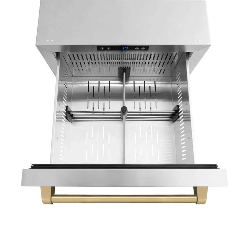 ZLINE 24" Touchstone 168 Can Outdoor-Rated Dual Refrigerator Drawer, Champagne Bronze, RDSOZ-ST-24-CB by Farmhouse Kitchen and Bath