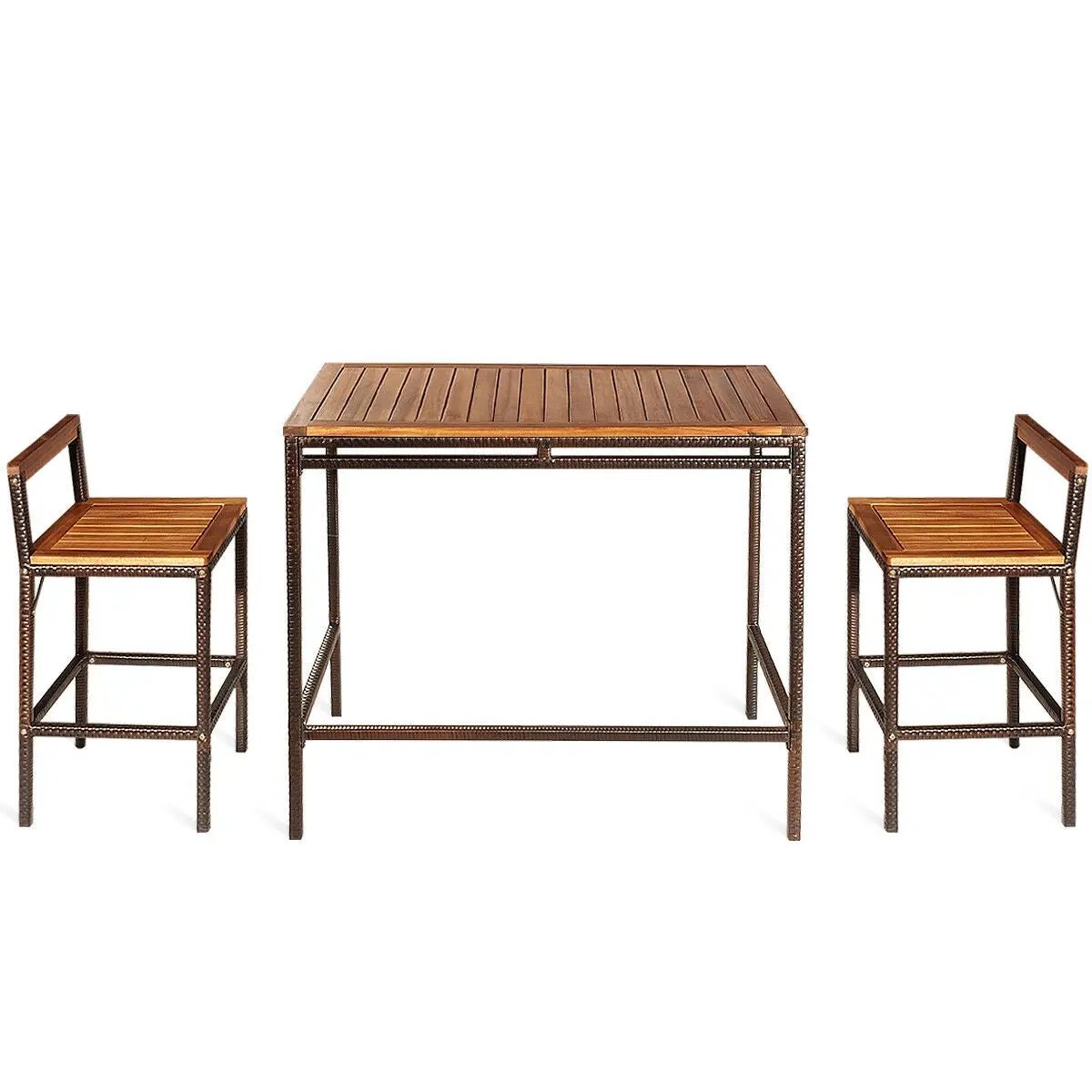 3 Pieces Patio Rattan Wicker Bar Dining Furniture Set by DirectDeals