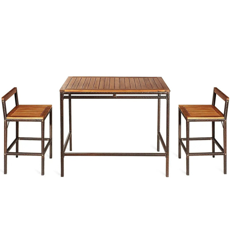 3 Pieces Patio Rattan Wicker Bar Dining Furniture Set by DirectDeals