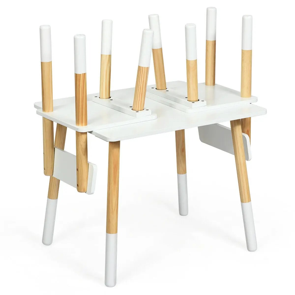 Kids Wooden Table and 2 Chairs Set-White by DirectDeals
