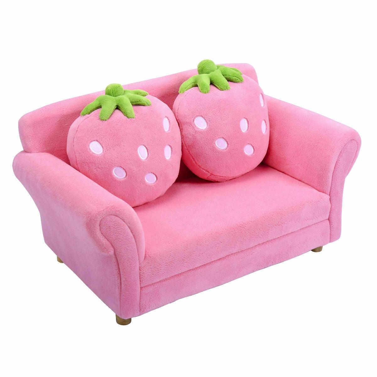Kids Strawberry Armrest Chair Sofa with 2 Cute Strawberry Pillows-Pink, photo 8 of 10