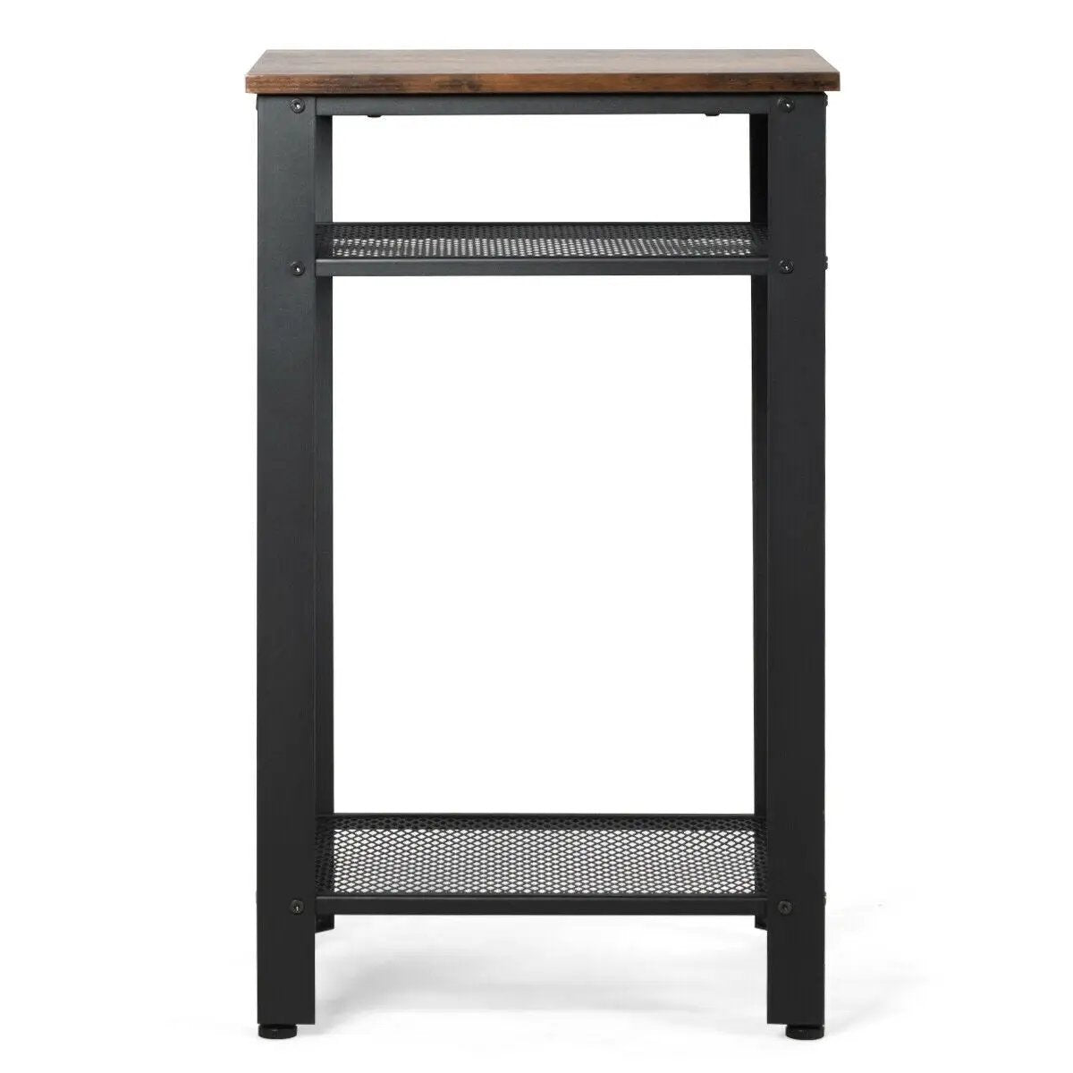 3-Tier Industrial End Table with Metal Mesh Storage Shelves by DirectDeals