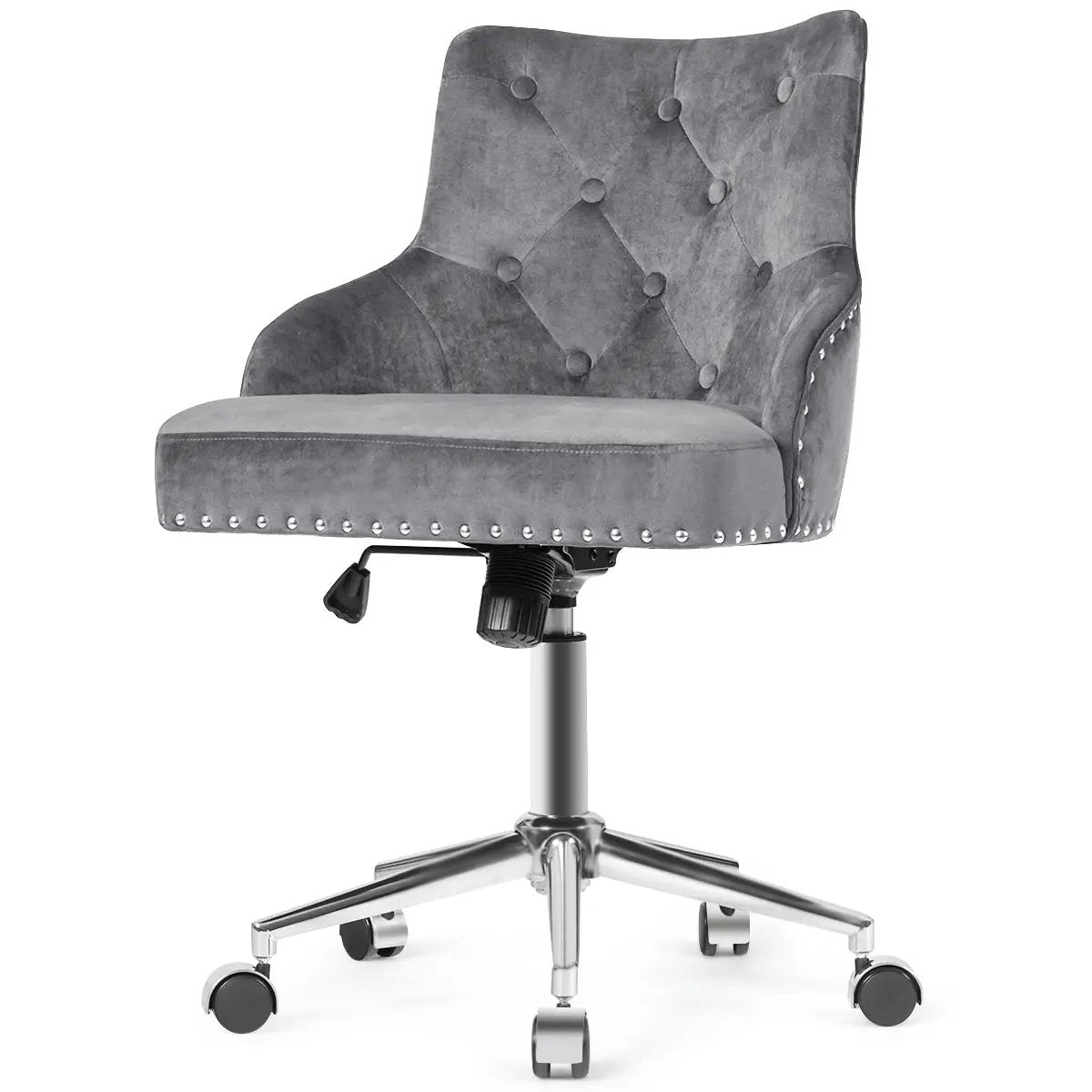 Tufted Upholstered Swivel Computer Desk Chair with Nailed Tri by DirectDeals