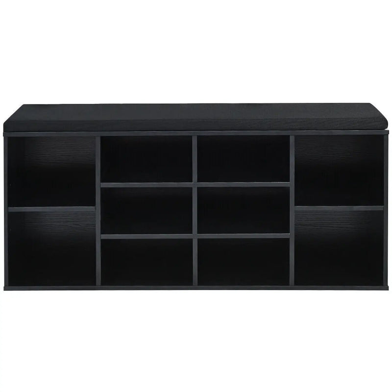 10-Cube Organizer Shoe Storage Bench with Cushion for Entryway by DirectDeals