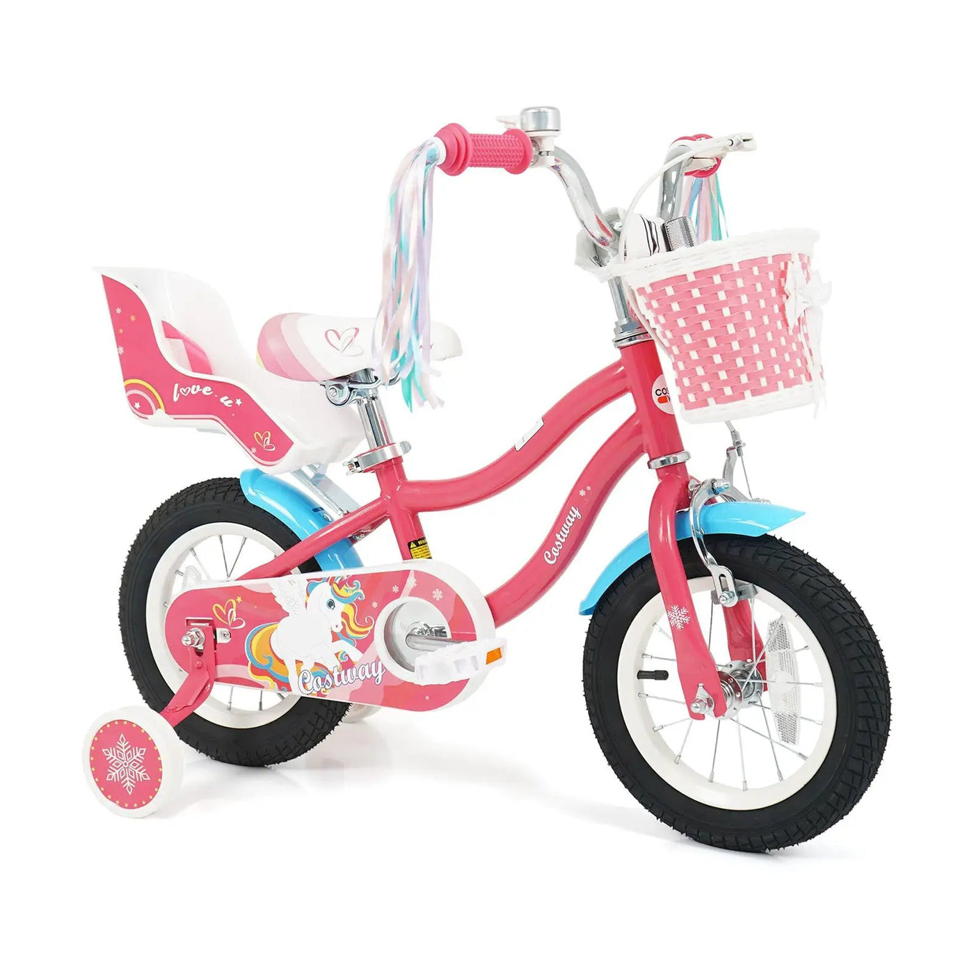 16 Inch Girls Bike for 4-7 Years Old Kids Bike with Doll Seat and Training Wheels by DirectDeals