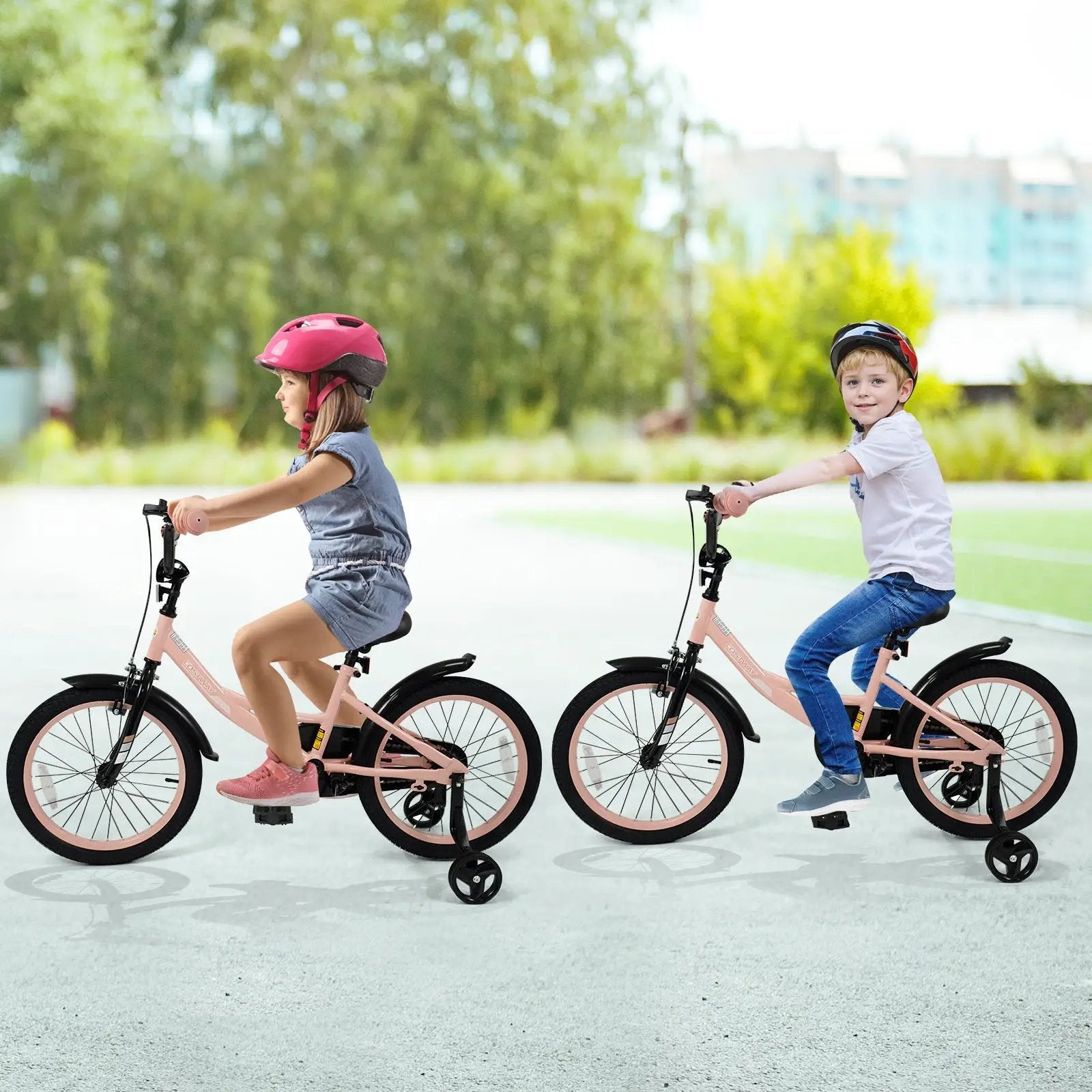 Kids Bike 12-18 Inch with Training Wheels - Pink by DirectDeals