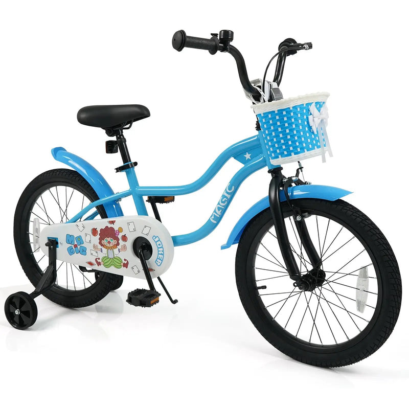 12/14/16 Inch Kids Bike with Training Wheels and Basket Navy Color by DirectDeals