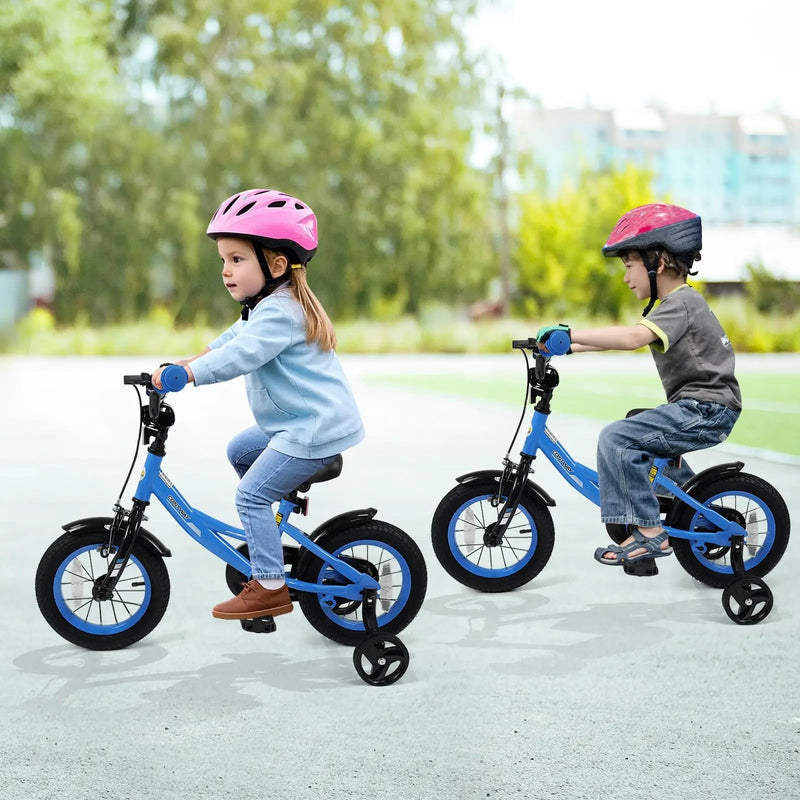 12/14/16/18 Inches Kids Bike with Removable Training Wheels and Adjustable Seatfor 3-8 Years Old Navy by DirectDeals