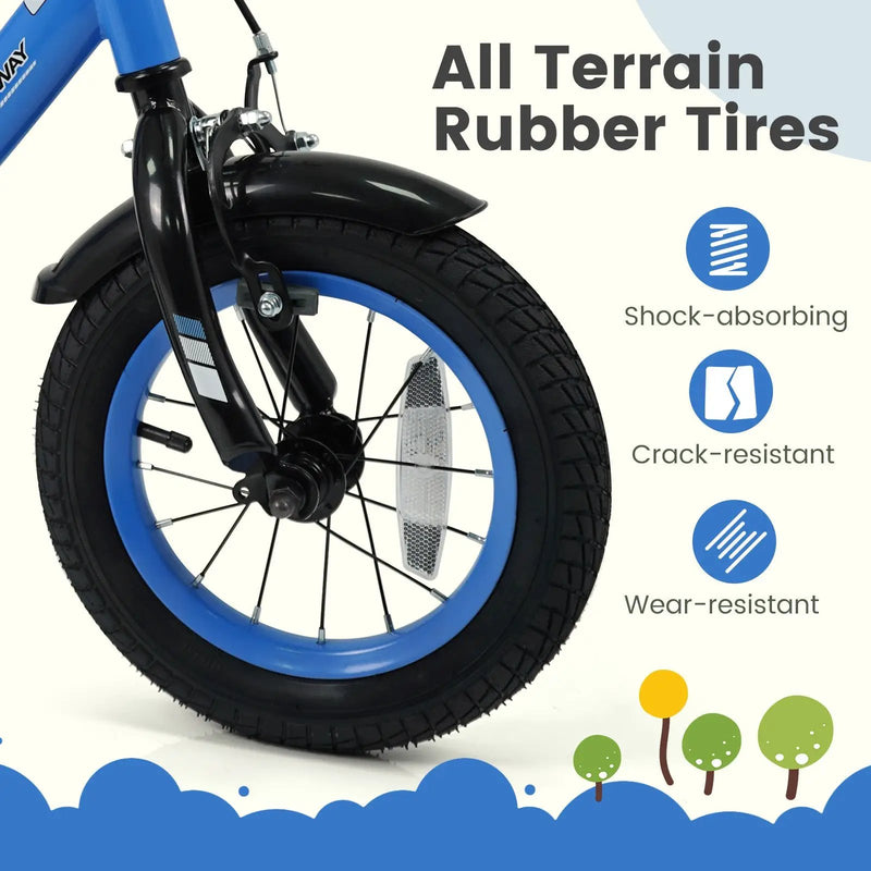 12/14/16/18 Inches Kids Bike with Removable Training Wheels and Adjustable Seatfor 3-8 Years Old Navy by DirectDeals