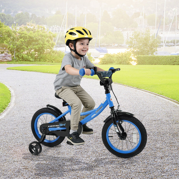 12/14/16/18 Inches Kids Bike with Removable Training Wheels and Adjustable Seatfor 3-8 Years Old Navy, photo 2 of 32