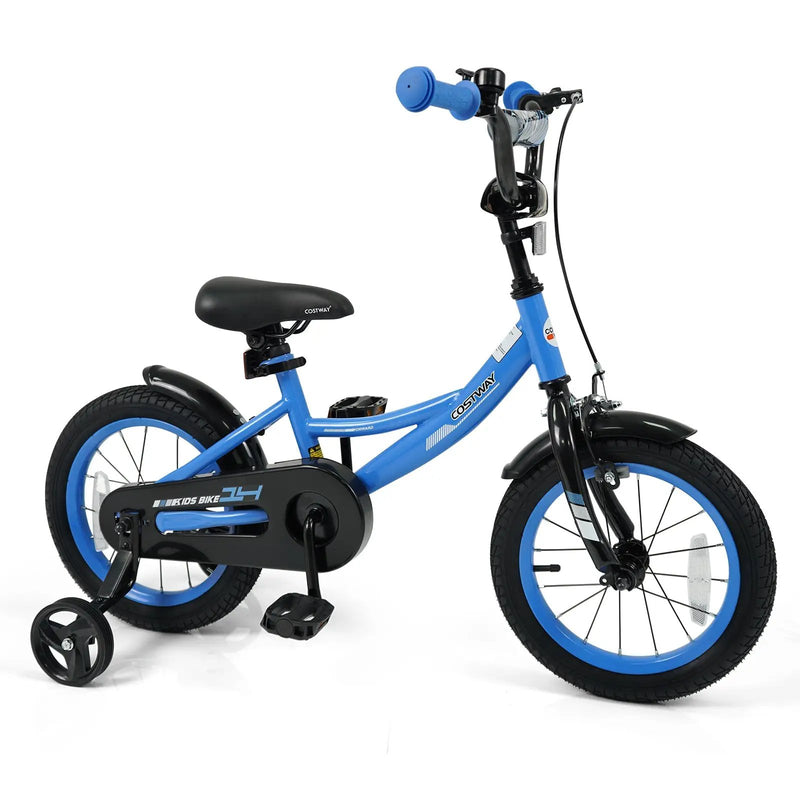 12/14/16/18 Inches Kids Bike with Removable Training Wheels and Adjustable Seatfor 3-8 Years Old Navy by DirectDeals