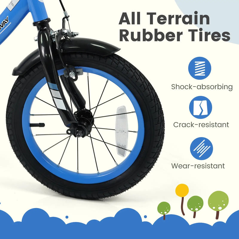 12/14/16/18 Inches Kids Bike with Removable Training Wheels and Adjustable Seatfor 3-8 Years Old Navy by DirectDeals