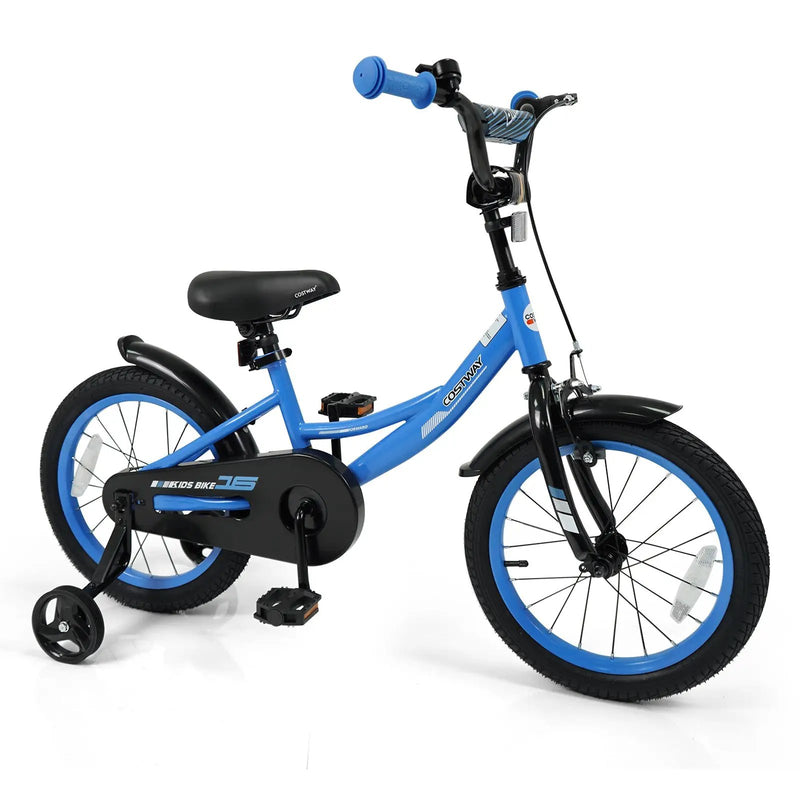 12/14/16/18 Inches Kids Bike with Removable Training Wheels and Adjustable Seatfor 3-8 Years Old Navy by DirectDeals