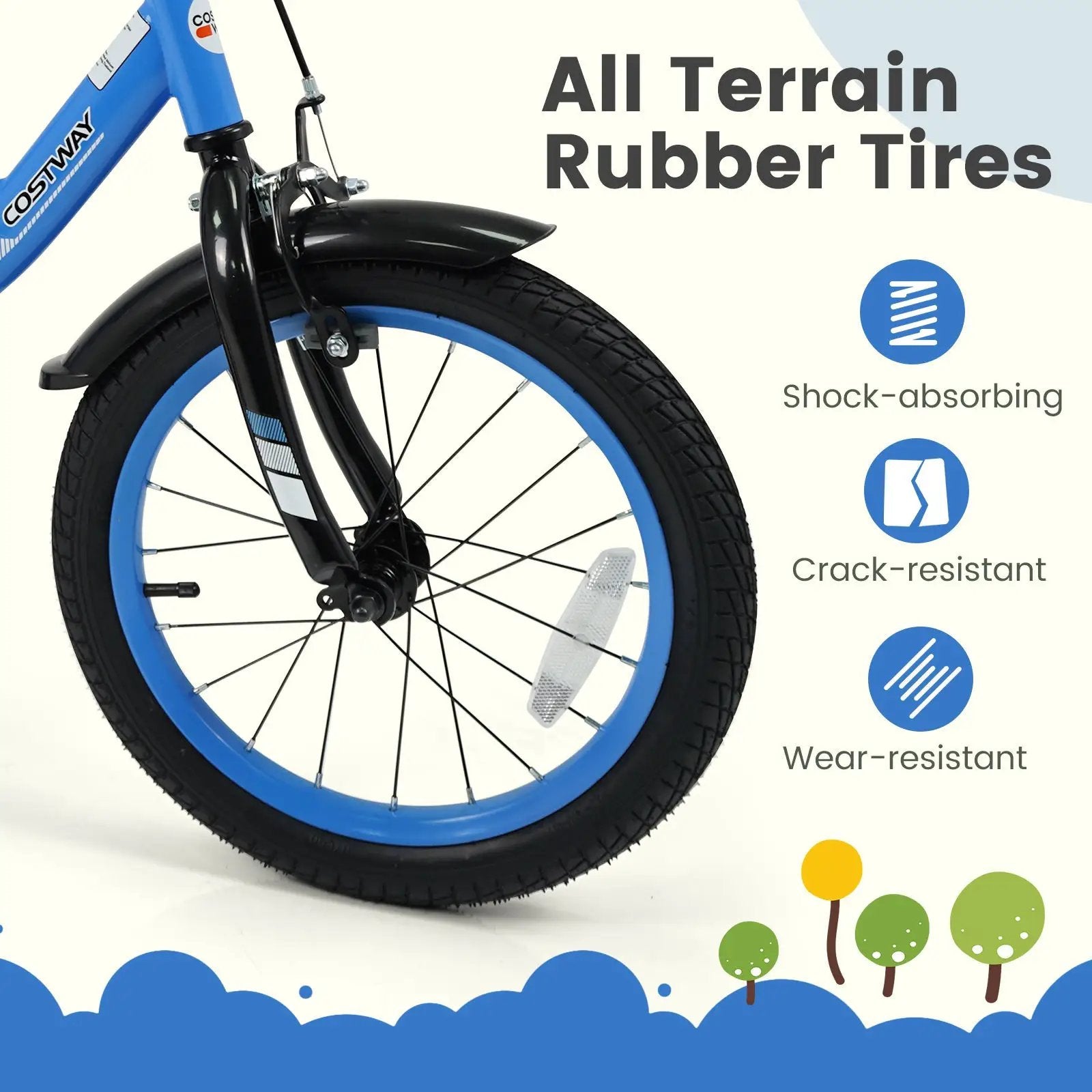 12/14/16/18 Inches Kids Bike with Removable Training Wheels and Adjustable Seatfor 3-8 Years Old Navy by DirectDeals