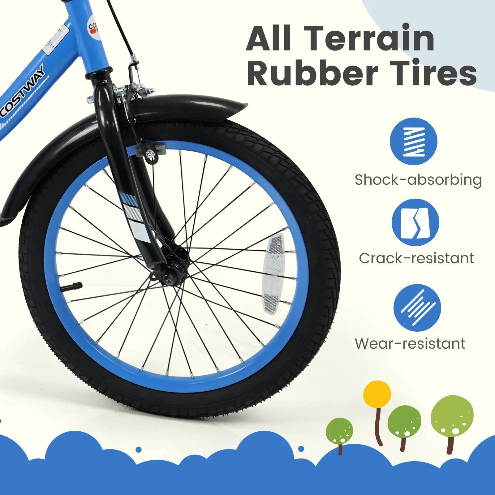 12/14/16/18 Inches Kids Bike with Removable Training Wheels and Adjustable Seatfor 3-8 Years Old Navy by DirectDeals
