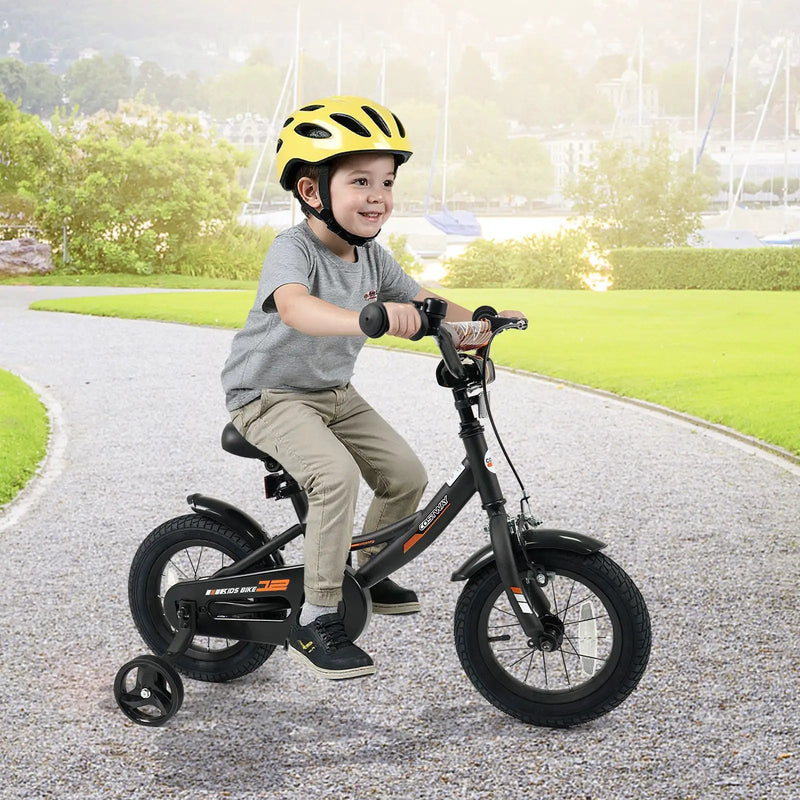 12/14/16/18 Inches Kids Bike with Removable Training Wheels and Adjustable Seatfor 3-8 Years Old Black by DirectDeals