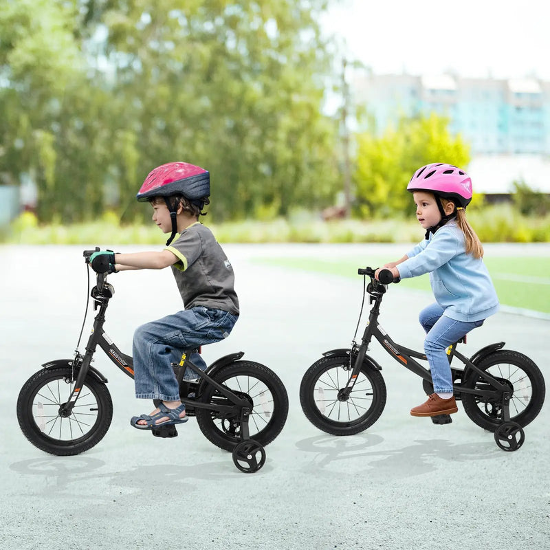12/14/16/18 Inches Kids Bike with Removable Training Wheels and Adjustable Seatfor 3-8 Years Old Black by DirectDeals
