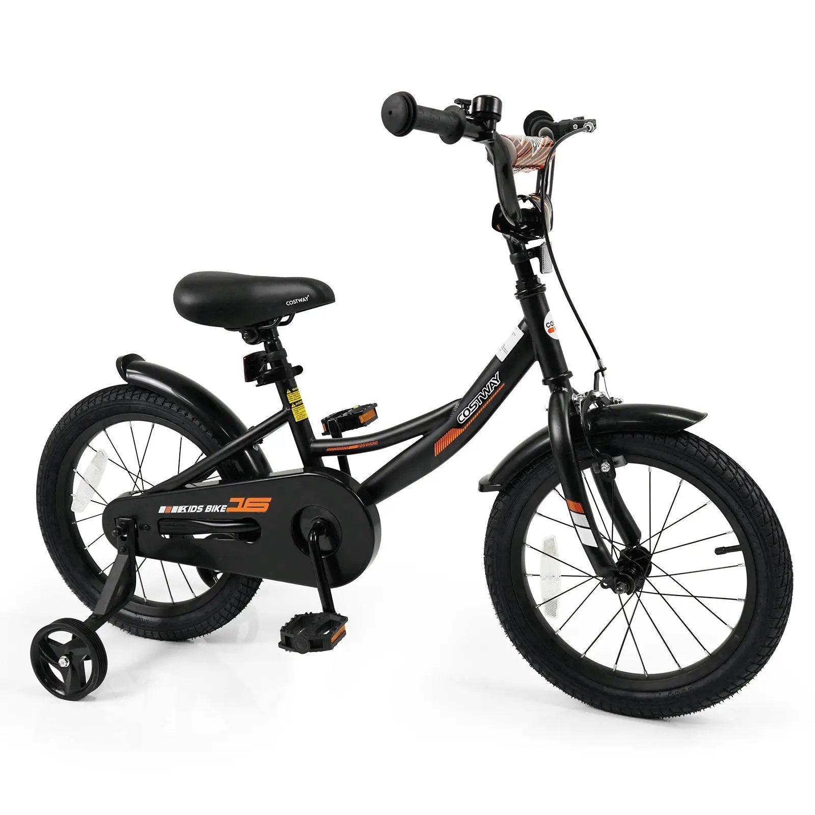 12/14/16/18 Inches Kids Bike with Removable Training Wheels and Adjustable Seatfor 3-8 Years Old Black by DirectDeals