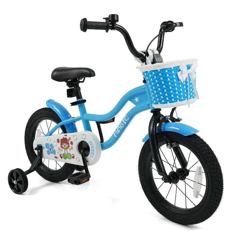 12/14/16 Inch Kids Bike with Training Wheels and Basket Navy Color by DirectDeals