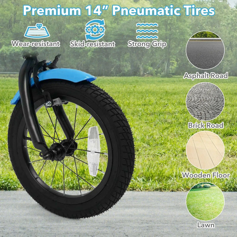 12/14/16 Inch Kids Bike with Training Wheels and Basket Navy Color by DirectDeals