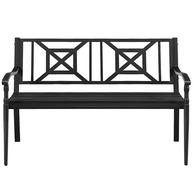 Patio Garden Bench with Powder Coated Steel Frame by DirectDeals