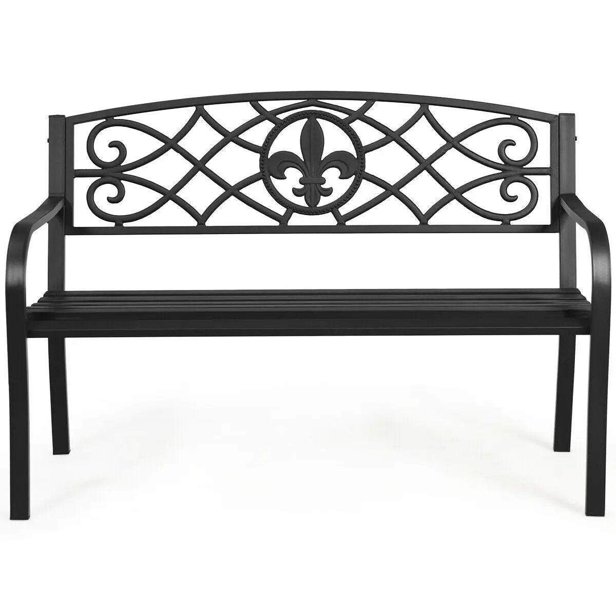 50 Inch Patio Heavy-Duty Metal Garden Bench by DirectDeals