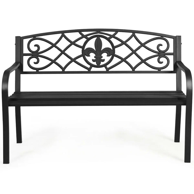 50 Inch Patio Heavy-Duty Metal Garden Bench by DirectDeals
