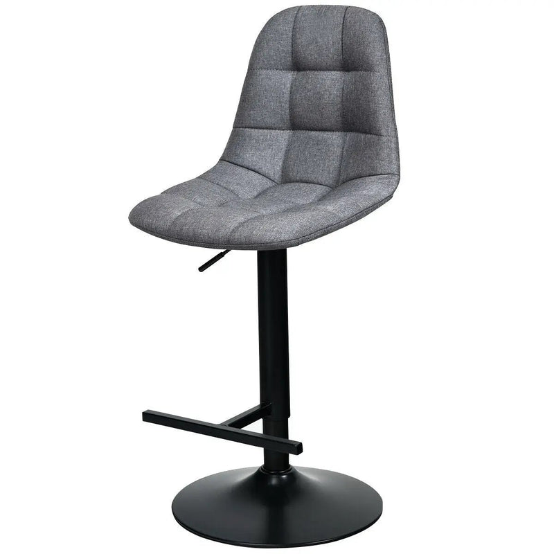 2 Pieces Adjustable Bar Stools Swivel Counter Height Linen Chairs-Brown by DirectDeals