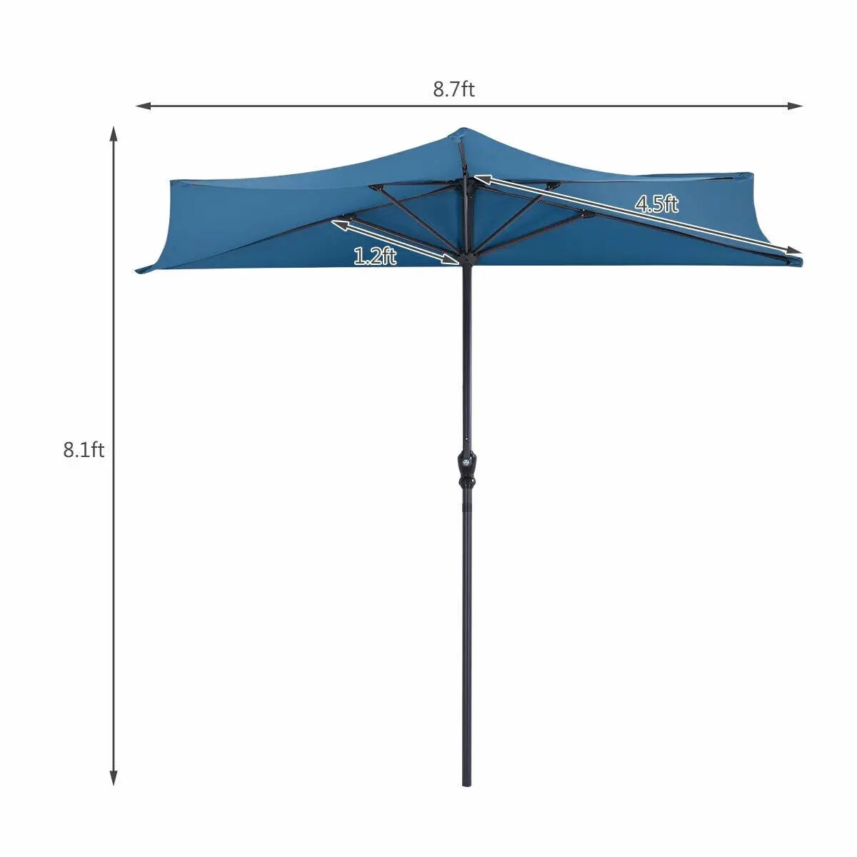 9Ft Patio Bistro Half Round Umbrella by DirectDeals