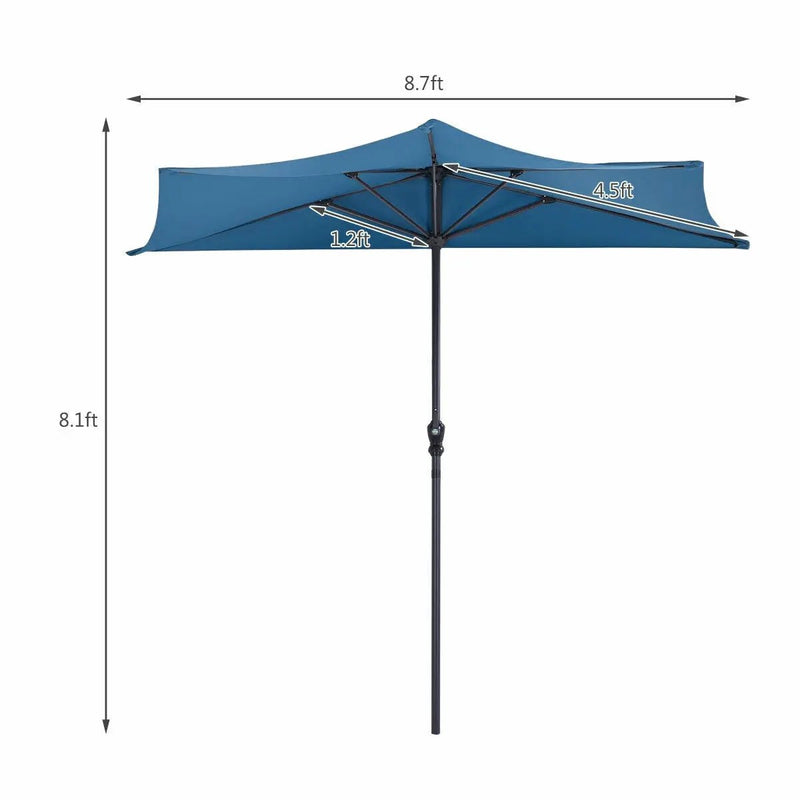 9Ft Patio Bistro Half Round Umbrella by DirectDeals