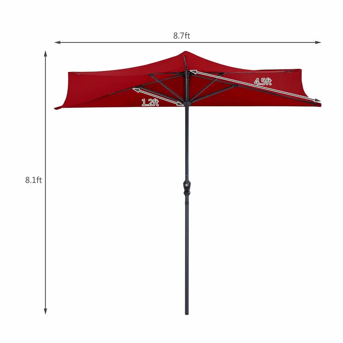 9Ft Patio Bistro Half Round Umbrella by DirectDeals