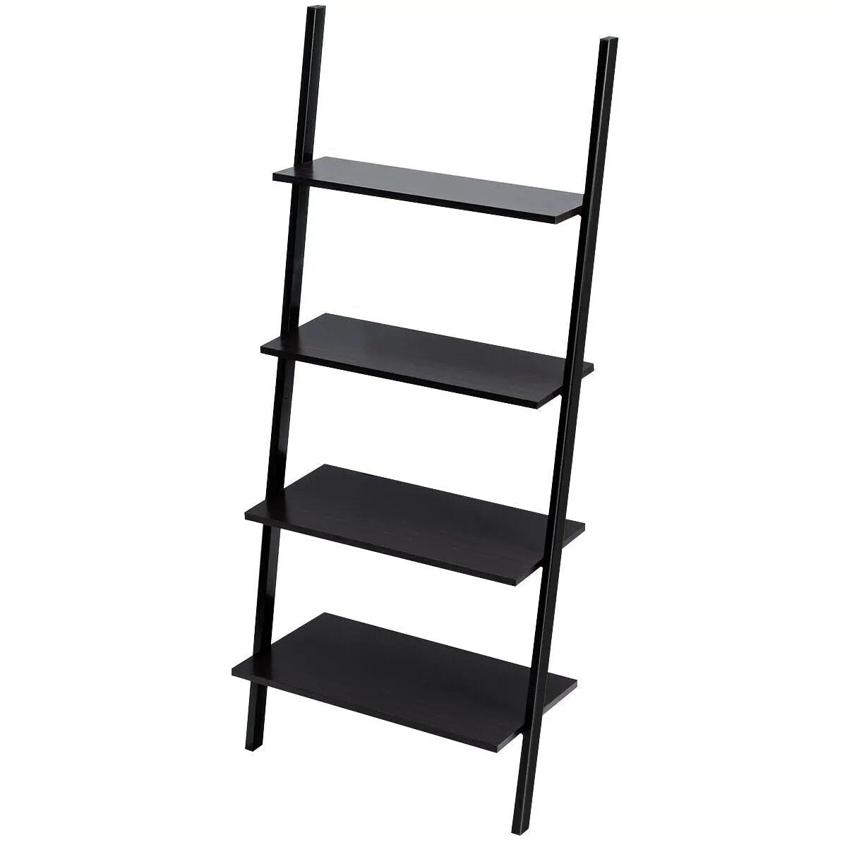Multipurpose 4-Tier Industrial Leaning Wall Bookcase with Metal Frame by DirectDeals