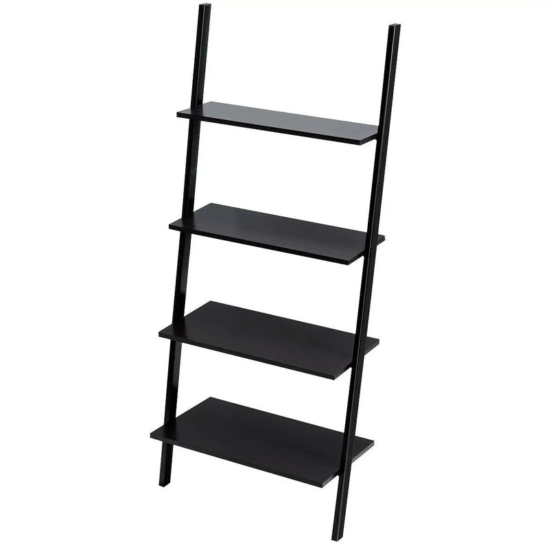Multipurpose 4-Tier Industrial Leaning Wall Bookcase with Metal Frame by DirectDeals