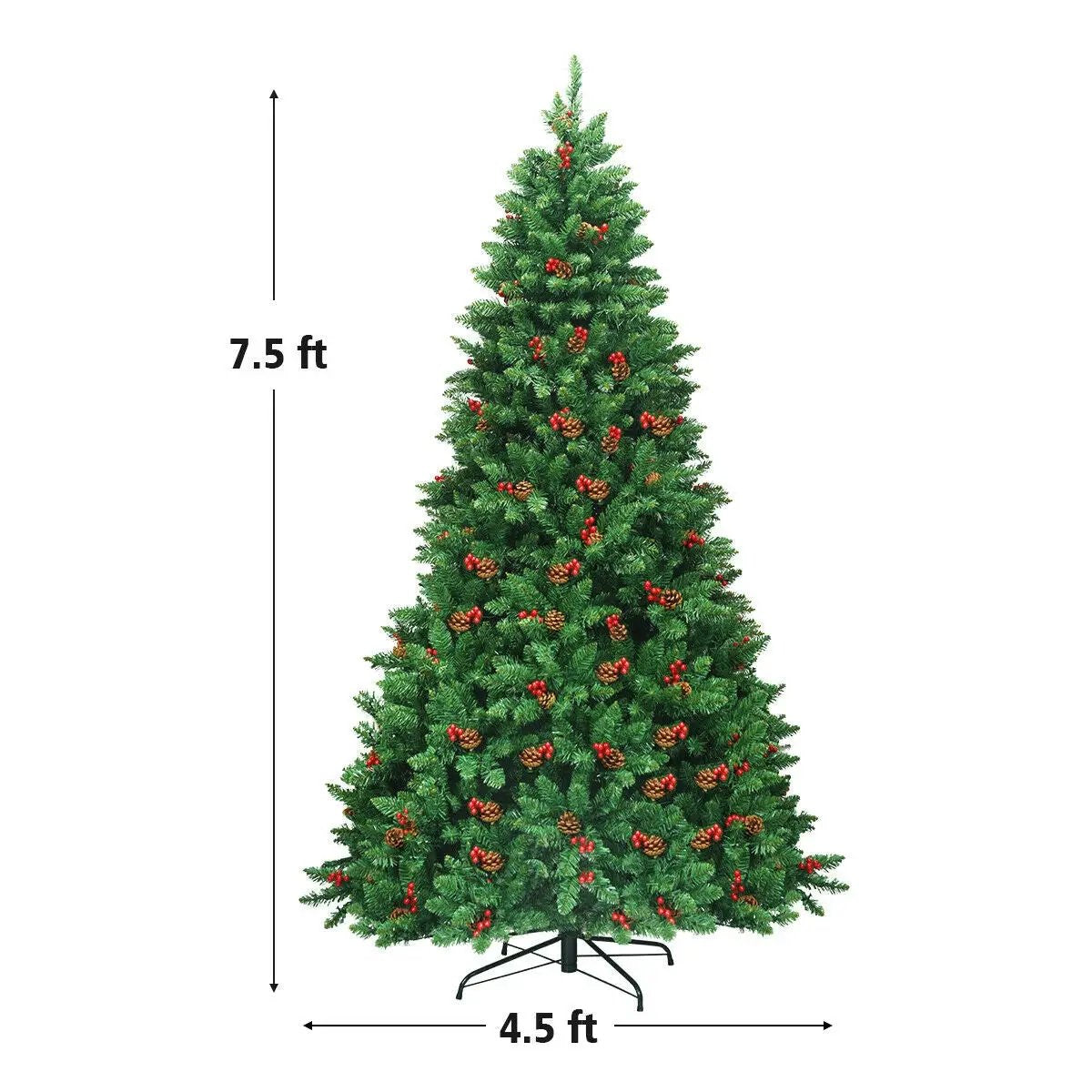 7.5 Feet Pre-lit Hinged Christmas Tree with 550 LED Lights and Sturdy Metal Stand by DirectDeals