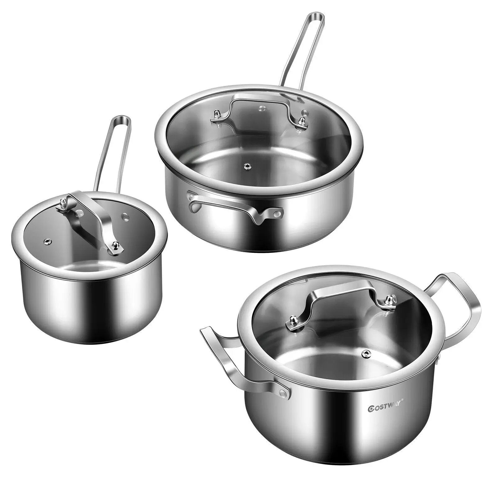 6 Piece Stainless Steel Cookware Set with Convenient Grip Handle by DirectDeals