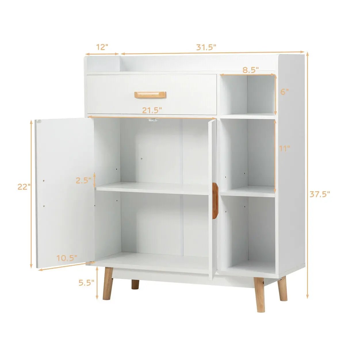 Floor Storage Cabinet Free Standing Cupboard Chest by DirectDeals