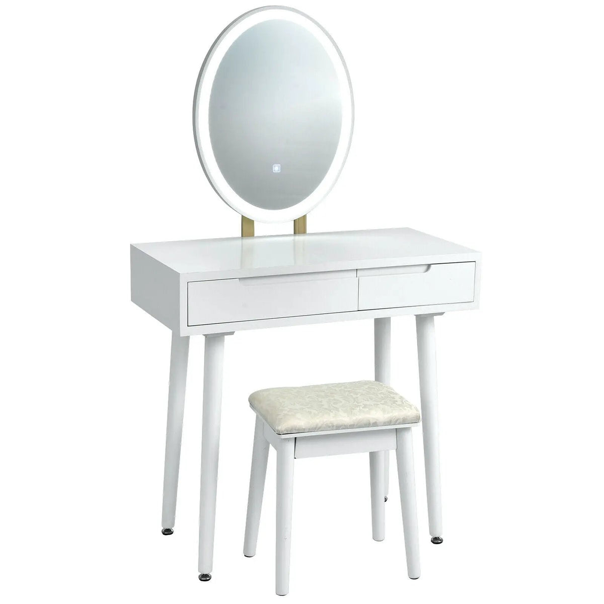 Touch Screen Vanity Makeup Table Stool Set with Lighted Mirror by DirectDeals