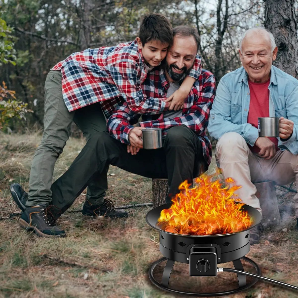 58 000BTU Firebowl Outdoor Portable Propane Gas Fire Pit with Cover and Carry Kit by DirectDeals