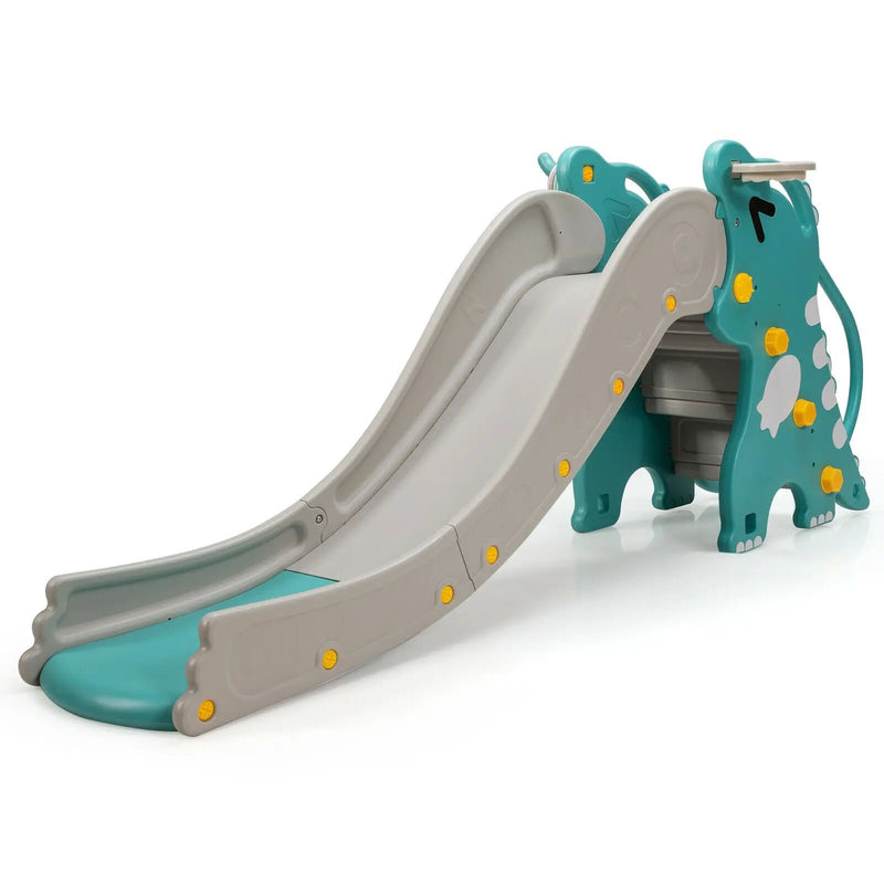 4-in-1 Kids Climber Slide Play Set with Basketball Hoop-Green by DirectDeals