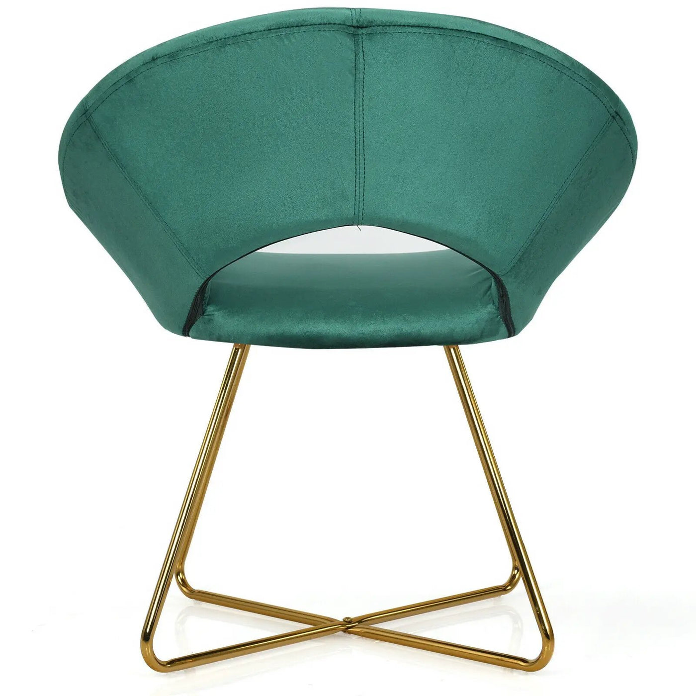 Modern Accent Velvet Dining Arm Chair with Golden Metal Legs and Soft Cushion by DirectDeals