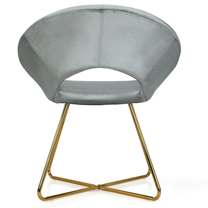 Modern Accent Velvet Dining Arm Chair with Golden Metal Legs and Soft Cushion by DirectDeals