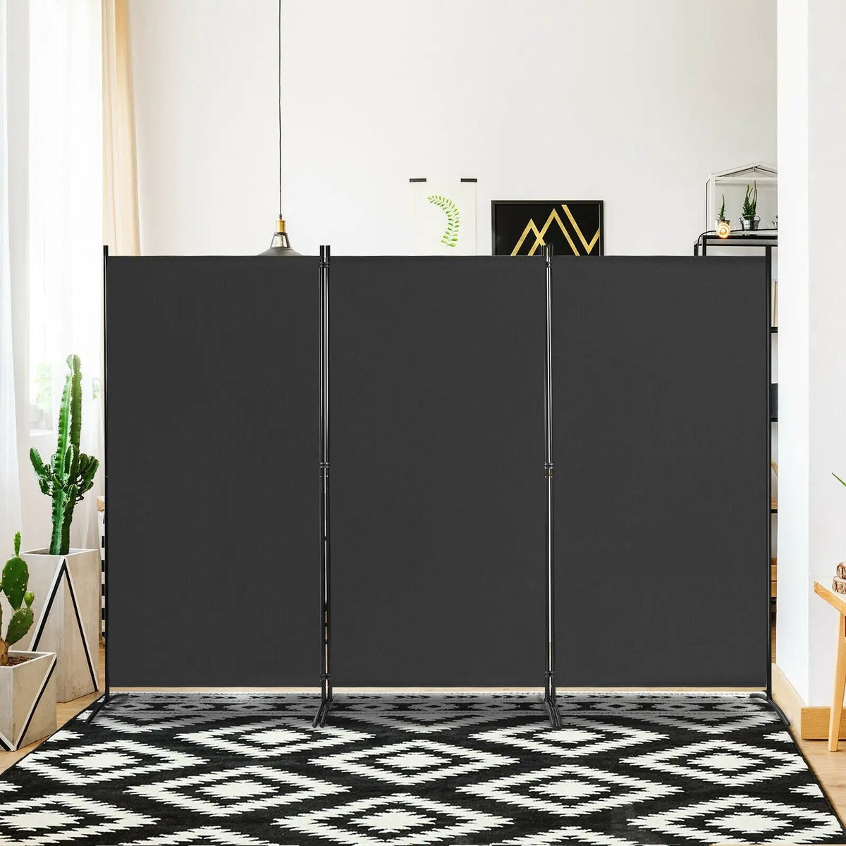 6 Feet 3 Panel Room Divider with Durable Hinges Steel Base by DirectDeals