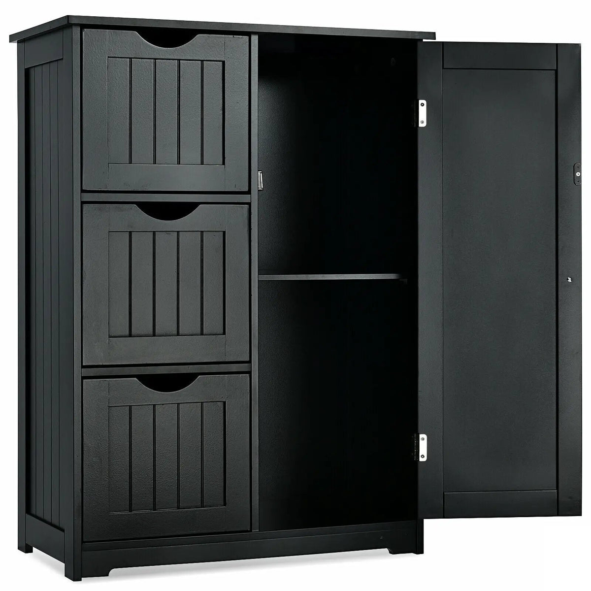 Bathroom Floor Cabinet Side Storage Cabinet with 3 Drawers and 1 Cupboard by DirectDeals