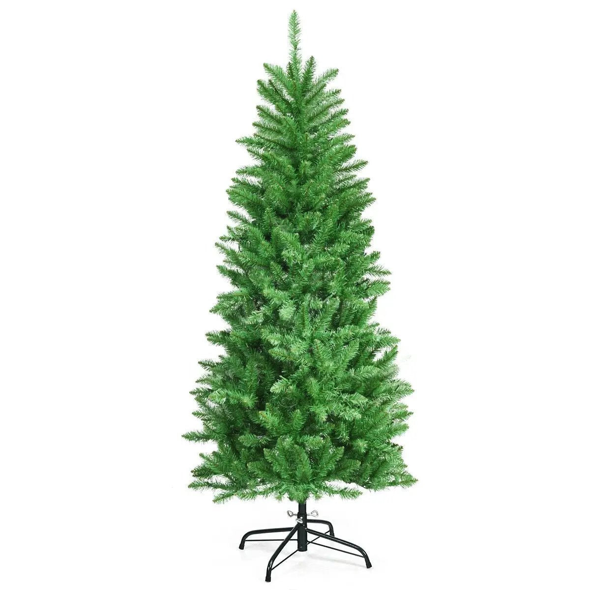6 Feet PVC Hinged Pre-lit Artificial Fir Pencil Christmas Tree with 150 Lights by DirectDeals