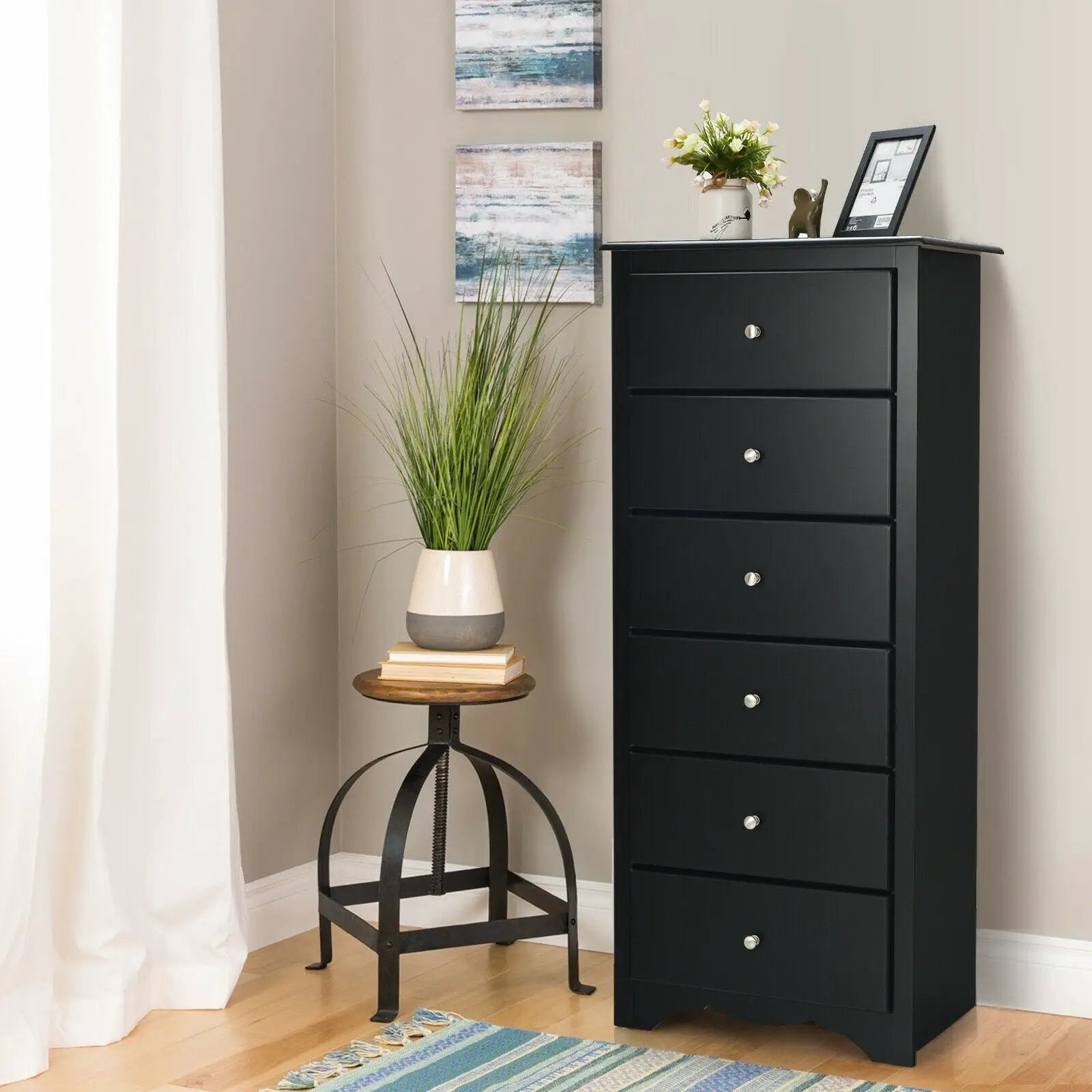 6 Drawers Chest Dresser Clothes Storage Bedroom Furniture Cabinet by DirectDeals