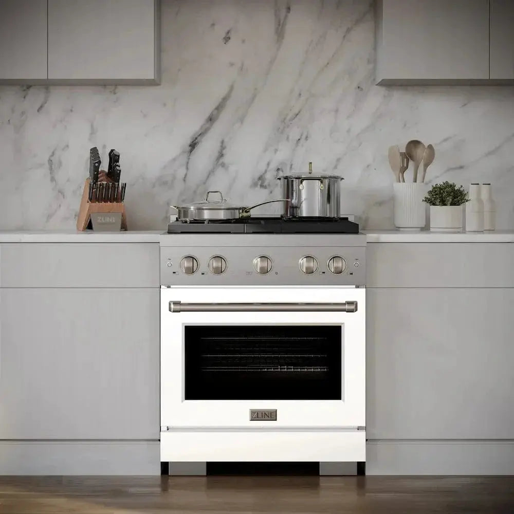 ZLINE 30"Paramount Dual Fuel Range Stainless Steel, White Matte, SDR-WM-30 by Farmhouse Kitchen and Bath