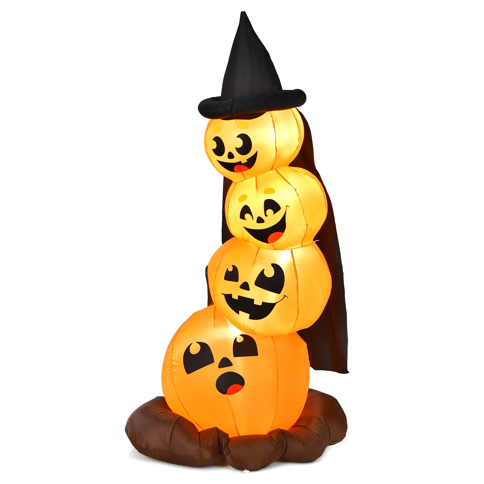 7 Feet Halloween Inflatable Pumpkin Combo with Witch's Hat and LED Lights by DirectDeals
