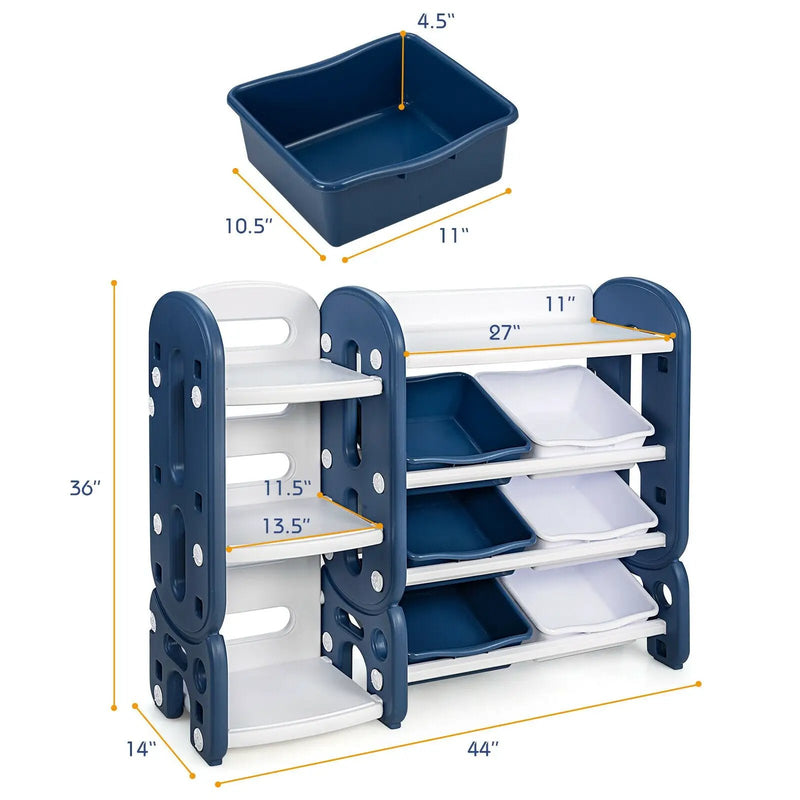 Kids Toy Storage Organizer with Bins and Multi-Layer Shelf for Bedroom Playroom by DirectDeals