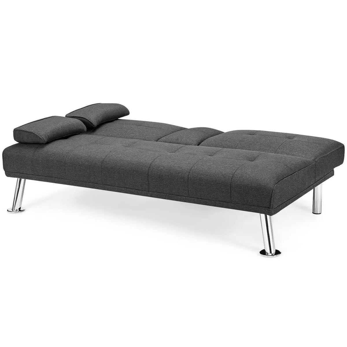 Convertible Folding Futon Sofa Bed Fabric with 2 Cup Holders by DirectDeals