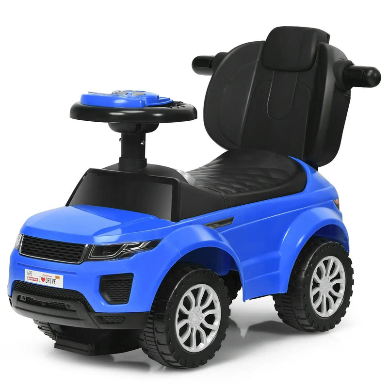 3 In 1 Ride on Push Car Toddler Stroller Sliding Car with Music-Blue by DirectDeals